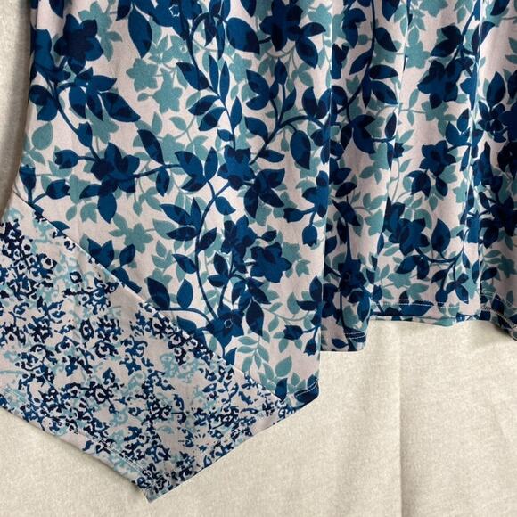 Zac & Rachel Womens Floral Top Size 2X Sharkbite Hem Fairy Stretch Office Career - Picture 4 of 11